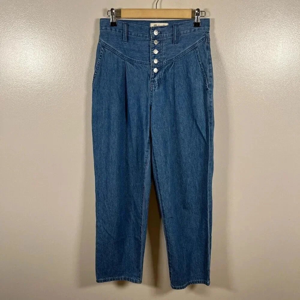 Madewell Western Yoke Jeans Size 25 High Rise Straight Leg Medium Wash Retro